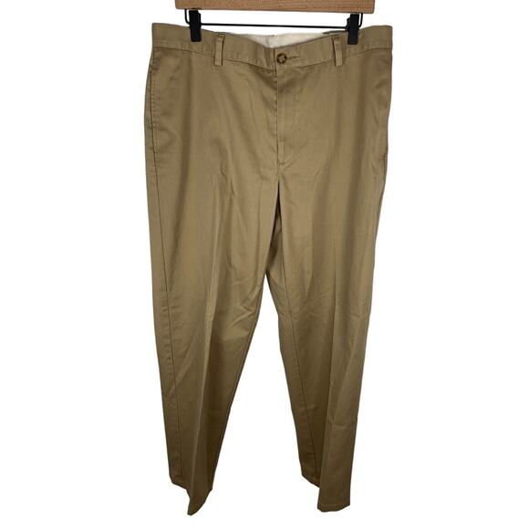 L.L. Bean Mens Classic Fit Khaki Cotton Chino Pants Size 35 Inseam 32 - Picture 1 of 6